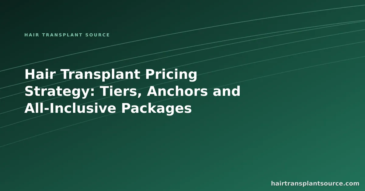 Three-tier hair transplant pricing sheet showing Standard, Premium and Concierge packages