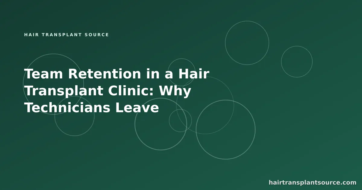 Hair transplant team retention drivers chart showing pay, progression and operational factors