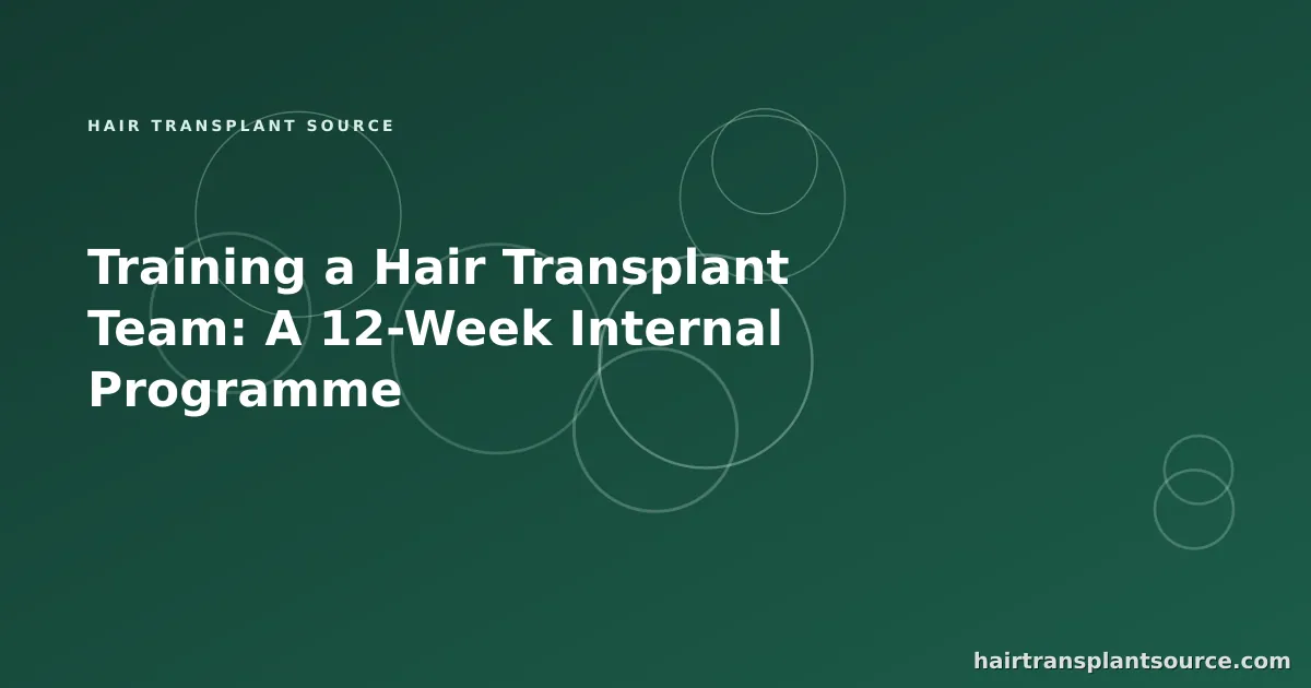 Hair transplant team in supervised training showing weekly progression milestones